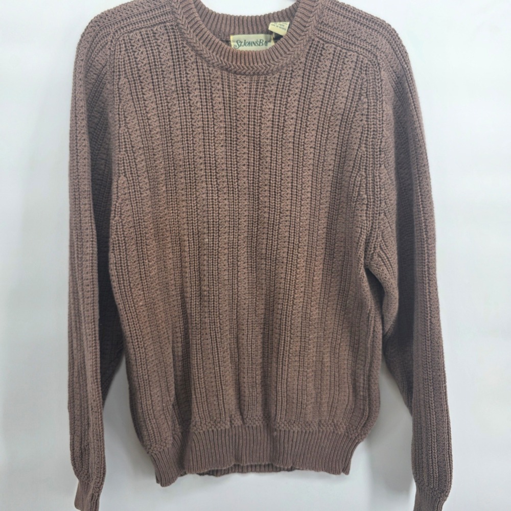 St Johns Bay Women Knit Sweater Ribbed Crew Neck Long Sleeve Pullover Top L
